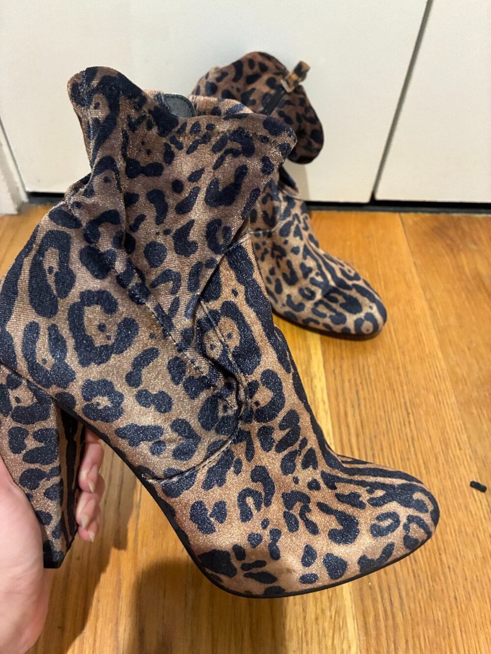 Steve Madden Edit Leopard Velvet Sock Boots